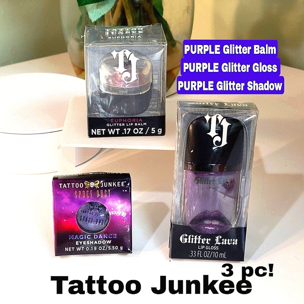 3PC TATTOO JUNKEE BUNDLE. Magic dance Glitter Lava Euphoria ALL PURPLE GLITTER
